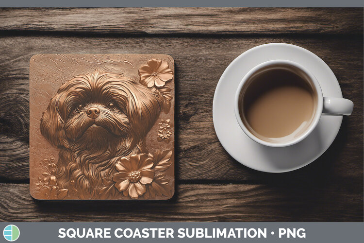 GorgeousDogs 01 Copper Relief Square Coaster design.