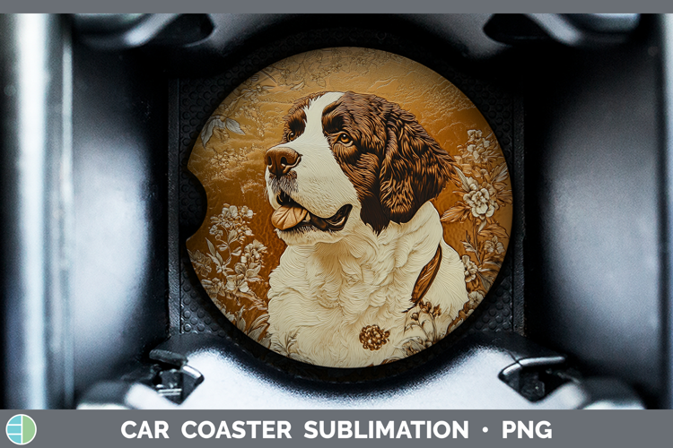 Dogs 01 Copper Relief Saint Bernard Car Coaster Sublimation