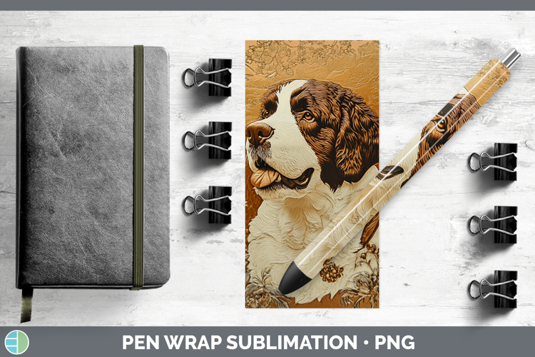 Dogs 01 Copper Relief Saint Bernard Pen Wrap Sublimation Pen