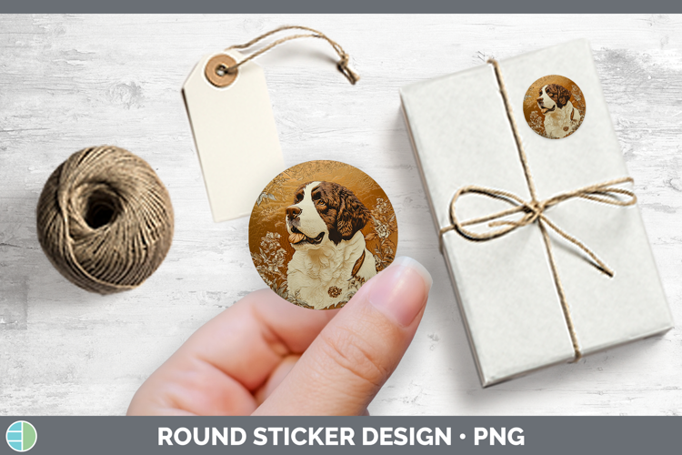 Dogs 01 Copper Relief Saint Bernard Stickers | Round Labels