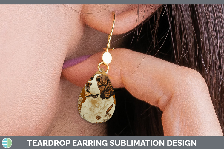 Dogs 01 Copper Relief Saint Bernard Teardrop Earrings Sublim
