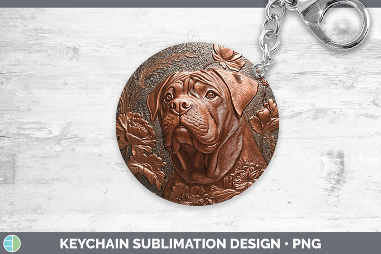 Dogs 01 Copper Relief Shar Pei Keychain Sublimation Keyring