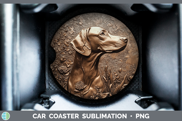 Dogs 01 Copper Relief Weimaraner Car Coaster Sublimation De