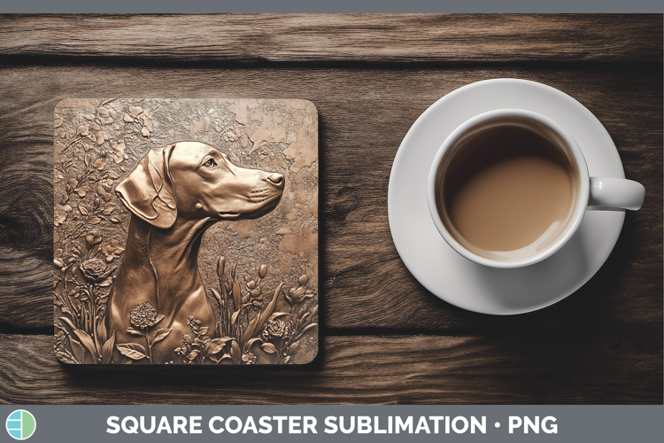 Dogs 01 Copper Relief Weimaraner Square Coaster Sublimation