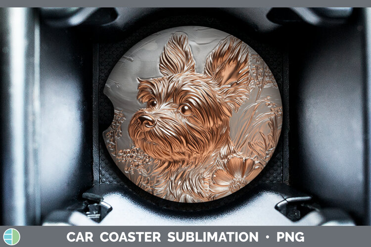 GorgeousDogs 01 Copper Relief Car Coaster design.
