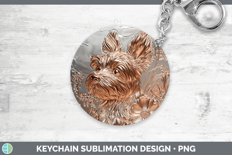 Dogs 01 Copper Relief Yorkshire Terrier Keychain Sublimation