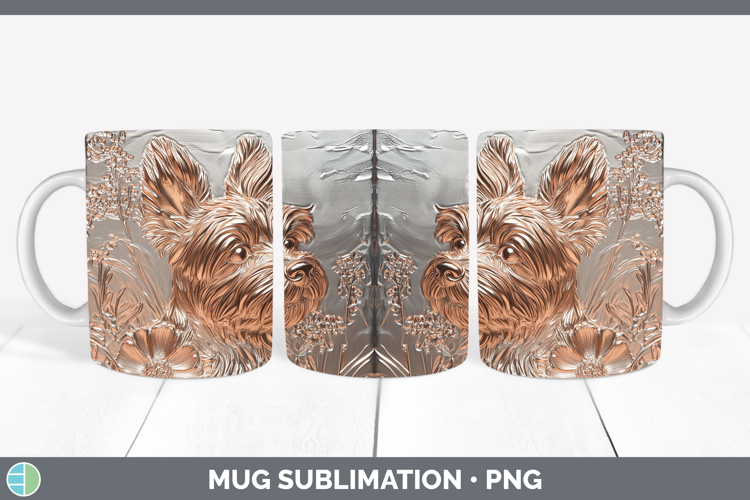 Dogs 01 Copper Relief Yorkshire Terrier Mug Wrap Sublimation