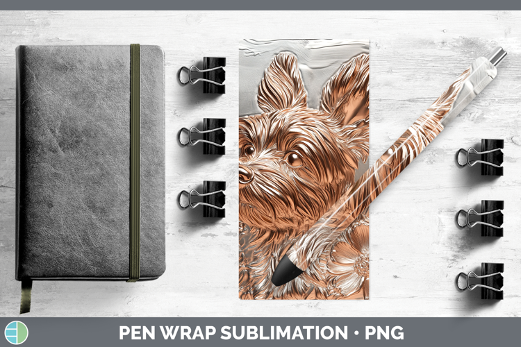 Dogs 01 Copper Relief Yorkshire Terrier Pen Wrap Sublimation