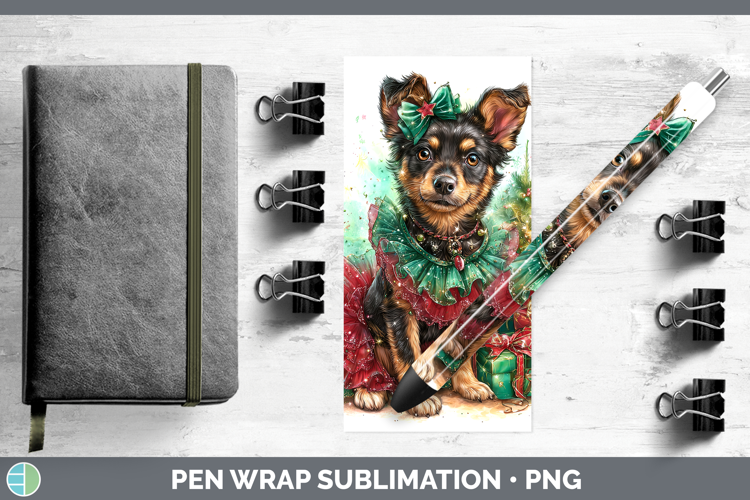 Australian Kelpie Dogs 01 Cute Christmas Pen Wrap Sublimatio
