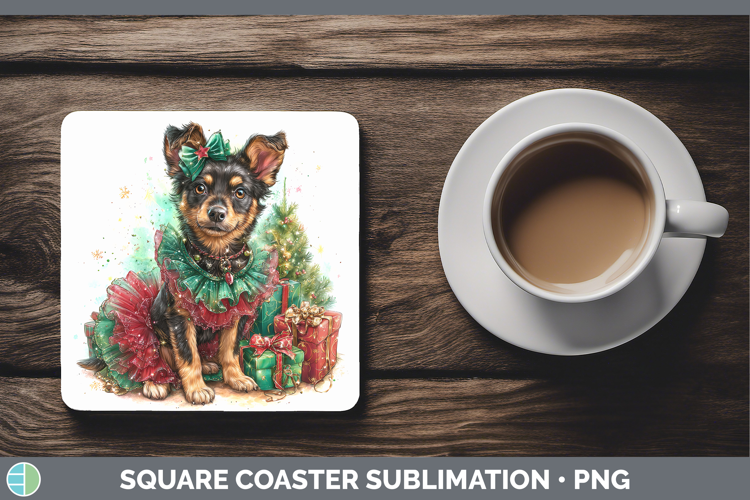 Australian Kelpie Dogs 01 Cute Christmas Square Coaster Subl
