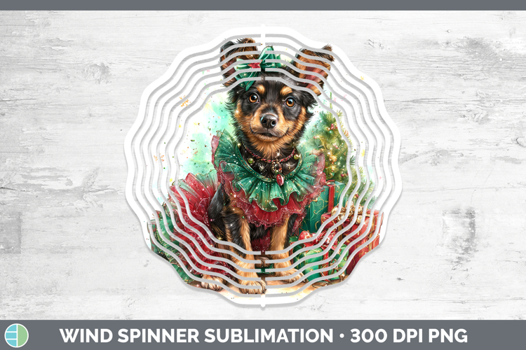 Australian Kelpie Dogs 01 Cute Christmas Wind Spinner Sublim