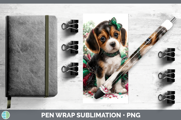 Beagle Dogs 01 Cute Christmas Pen Wrap Sublimation Design