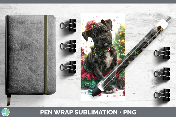 Cane Corso Dogs 01 Cute Christmas Pen Wrap Sublimation Desig