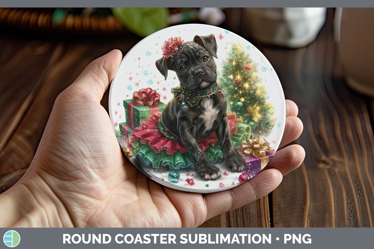 Cane Corso Dogs 01 Cute Christmas Round Coaster Sublimation