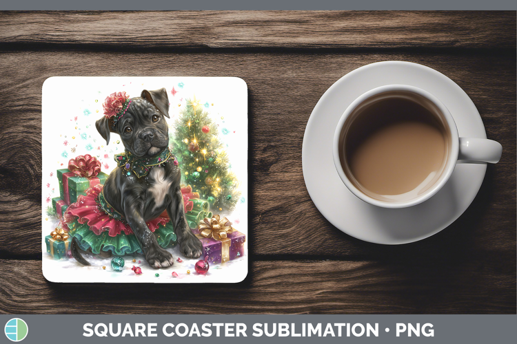 Cane Corso Dogs 01 Cute Christmas Square Coaster Sublimation