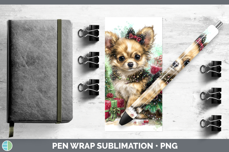 Chihuahua Dogs 01 Cute Christmas Pen Wrap Sublimation Design