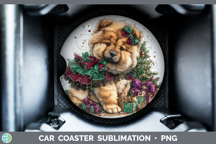 Chow Chow Dogs 01 Cute Christmas Car Coaster Sublimation Des