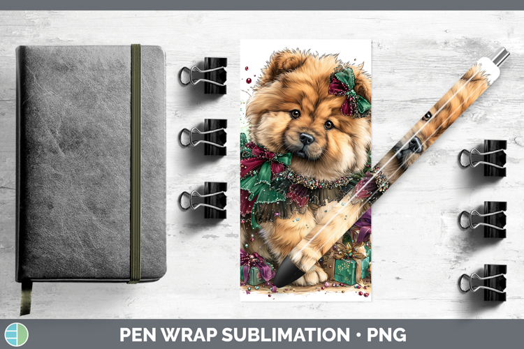 Chow Chow Dogs 01 Cute Christmas Pen Wrap Sublimation Design