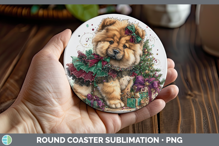 Chow Chow Dogs 01 Cute Christmas Round Coaster Sublimation D