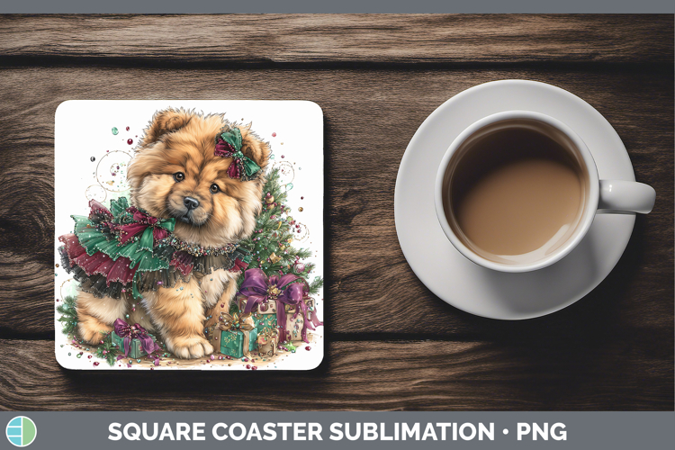 Chow Chow Dogs 01 Cute Christmas Square Coaster Sublimation