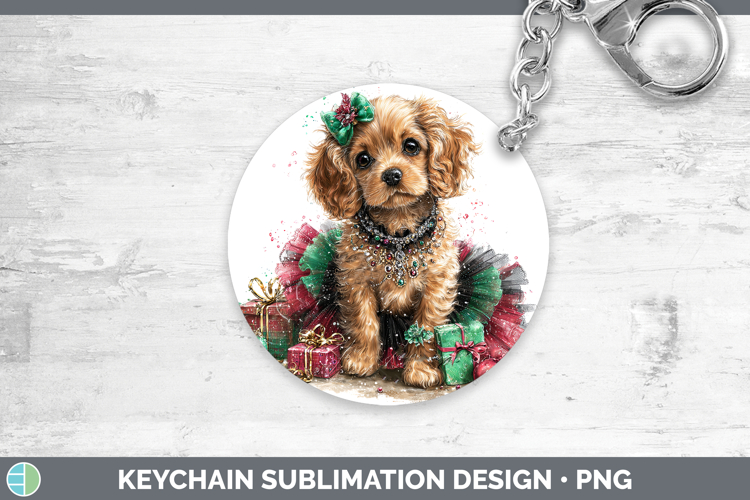Cocker Spaniel Dogs 01 Cute Christmas Keychain Sublimation D