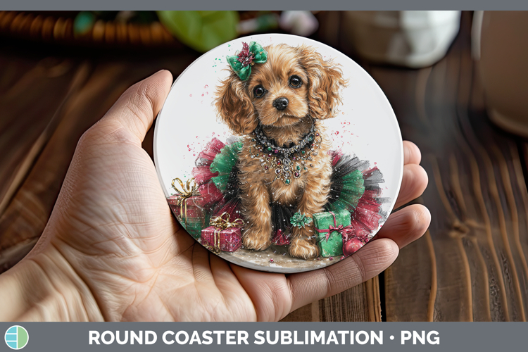 Cocker Spaniel Dogs 01 Cute Christmas Round Coaster Sublimat