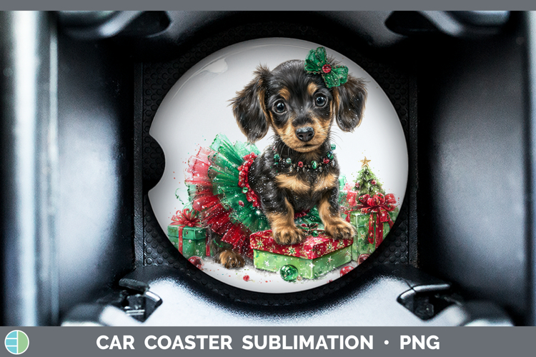 Dachshund Dogs 01 Cute Christmas Car Coaster Sublimation Des