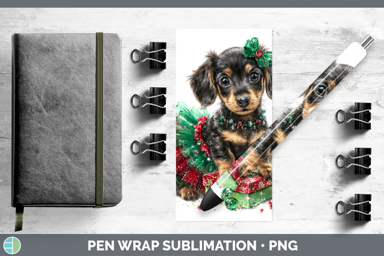 Dachshund Dogs 01 Cute Christmas Pen Wrap Sublimation Design