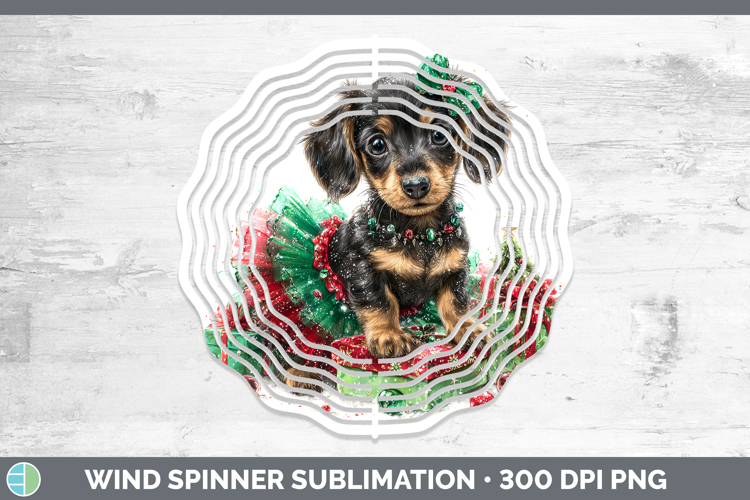 Dachshund Dogs 01 Cute Christmas Wind Spinner Sublimation De