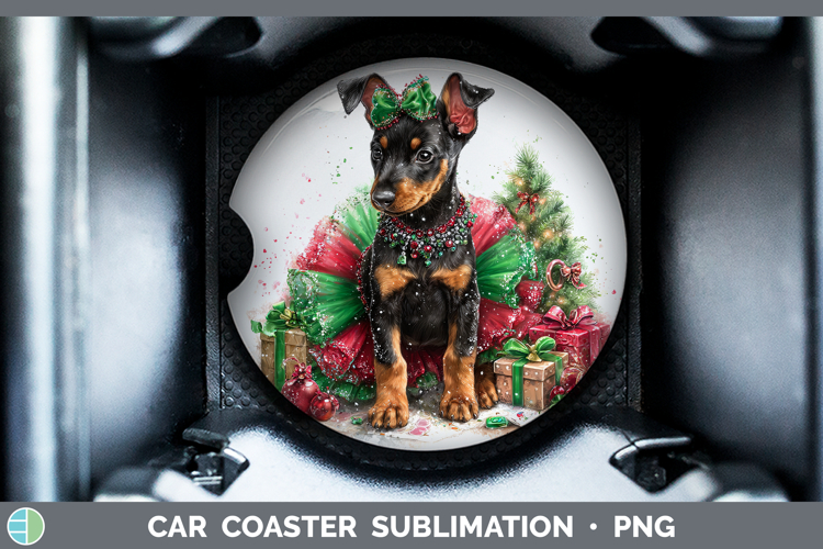 Doberman Pinscher Dogs 01 Cute Christmas Car Coaster Sublima