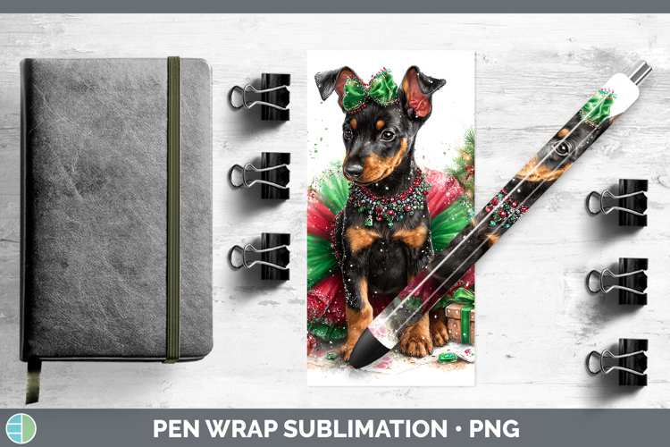 Doberman Pinscher Dogs 01 Cute Christmas Pen Wrap Sublimatio