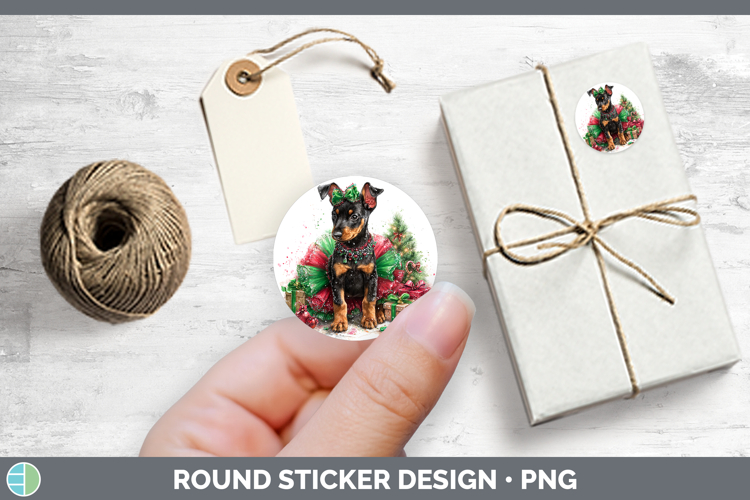 Doberman Pinscher Dogs 01 Cute Christmas Stickers Design