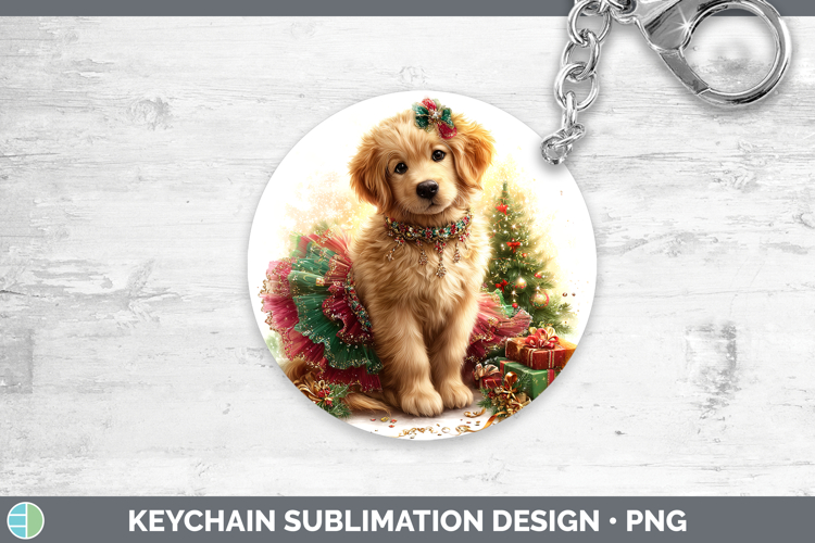 Golden Retriever Dogs 01 Cute Christmas Keychain Sublimation