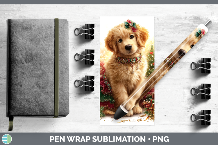Golden Retriever Dogs 01 Cute Christmas Pen Wrap Sublimation
