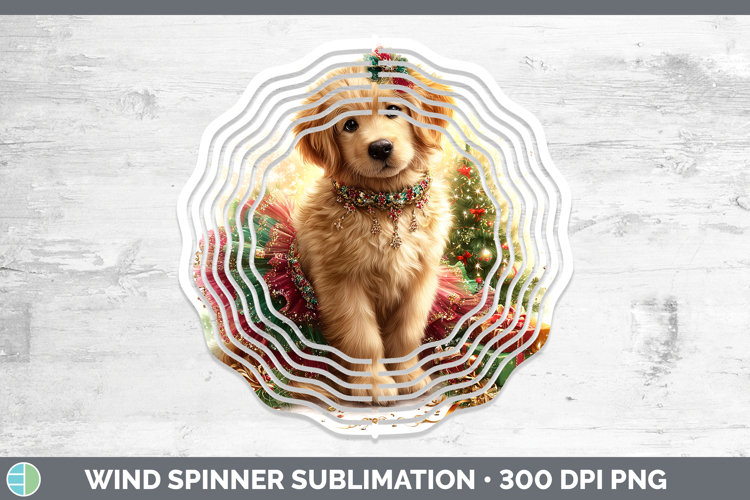 Golden Retriever Dogs 01 Cute Christmas Wind Spinner Sublima
