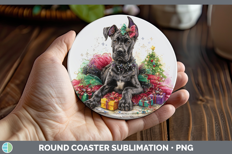 Great Dane Dogs 01 Cute Christmas Round Coaster Sublimation
