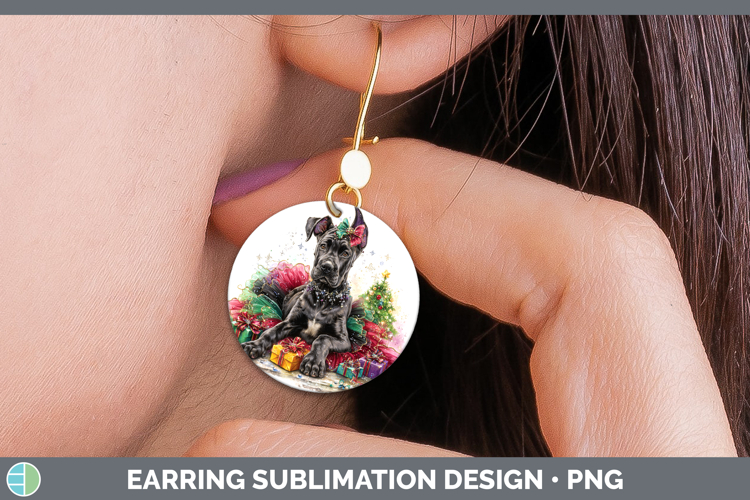 Great Dane Dogs 01 Cute Christmas Round Earrings Sublimation