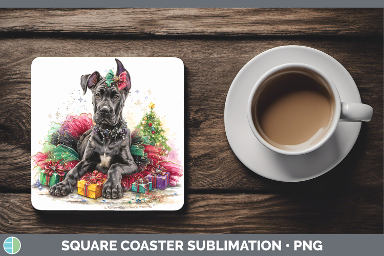 Great Dane Dogs 01 Cute Christmas Square Coaster Sublimation