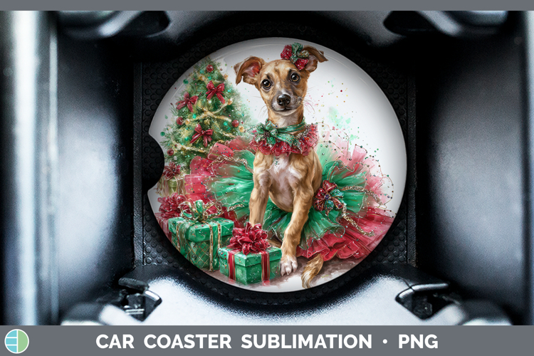 Greyhound Dogs 01 Cute Christmas Car Coaster Sublimation Des