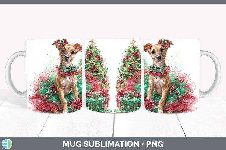 GorgeousDogs 01 Cute Christmas Mug Wrap design.