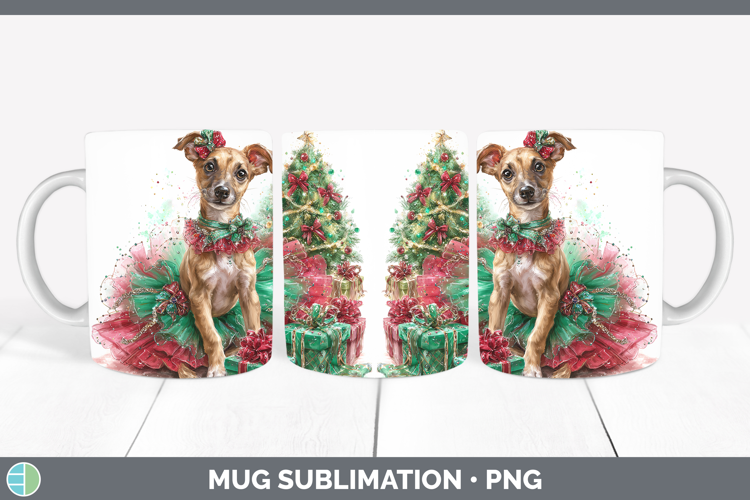 Greyhound Dogs 01 Cute Christmas Mug Wrap Sublimation Design