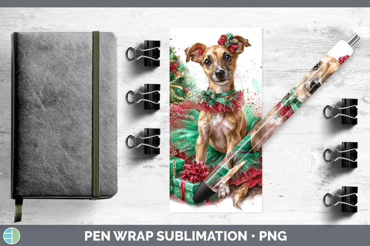 Greyhound Dogs 01 Cute Christmas Pen Wrap Sublimation Design