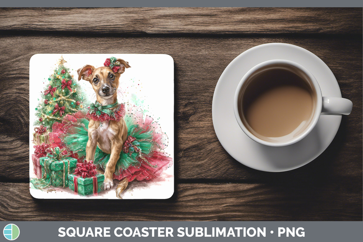 Greyhound Dogs 01 Cute Christmas Square Coaster Sublimation