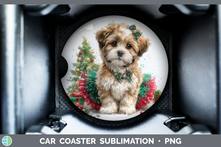 Lhasa Apso Dogs 01 Cute Christmas Car Coaster Sublimation De