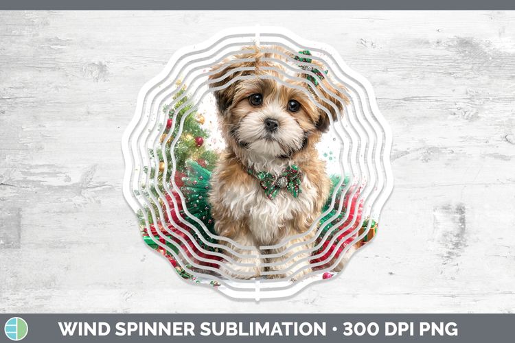 Lhasa Apso Dogs 01 Cute Christmas Wind Spinner Sublimation D
