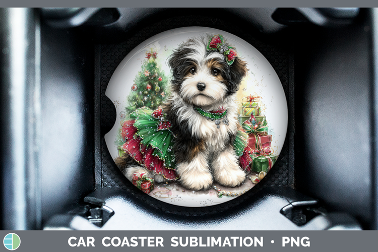 Old English Sheepdog Dogs 01 Cute Christmas Car Coaster Subl