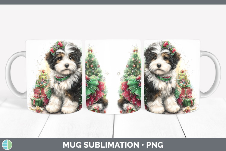 Old English Sheepdog Dogs 01 Cute Christmas Mug Wrap Sublima