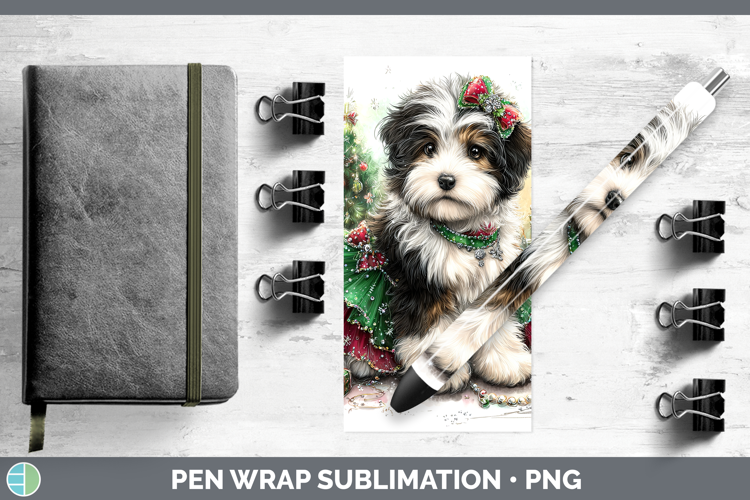 Old English Sheepdog Dogs 01 Cute Christmas Pen Wrap Sublima
