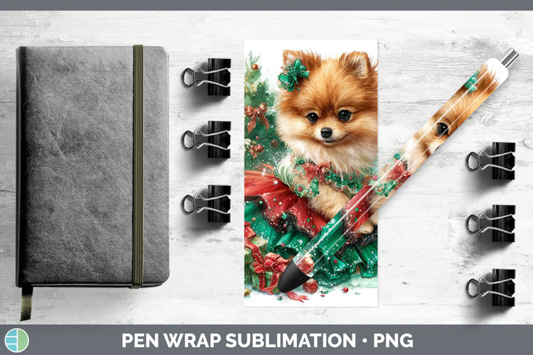 Pomeranian Dogs 01 Cute Christmas Pen Wrap Sublimation Desig