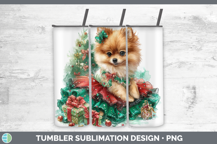 Pomeranian Dogs 01 Cute Christmas Tumbler Sublimation Design